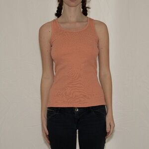 Y2k orange rhinestone tank top vocal usa size large cotton